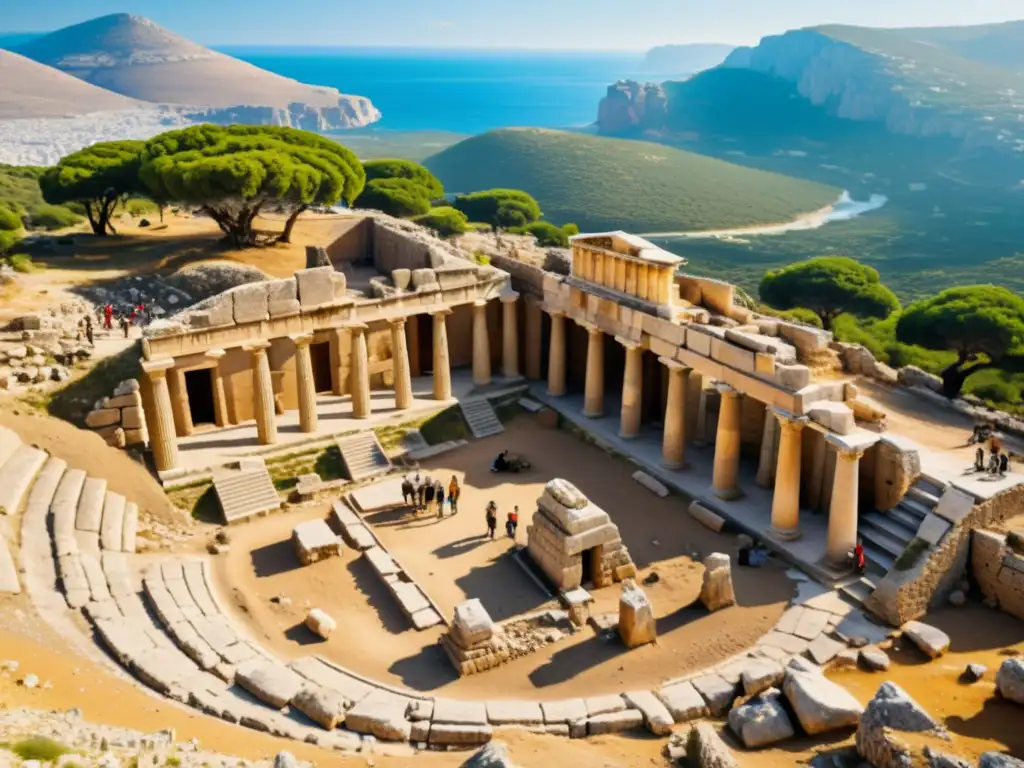 Excavación arqueológica en Grecia: descubrimientos y dedicación Expedición arqueológica desenterrando ruinas antiguas en Grecia