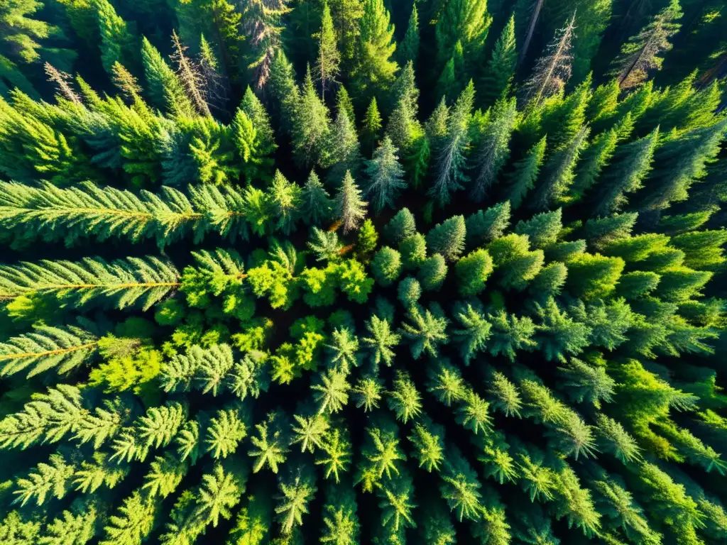 Bosque de Coníferas: Microclimas Especializados Un bosque de coníferas con microclimas y flora especializada en un entorno de luz y sombra