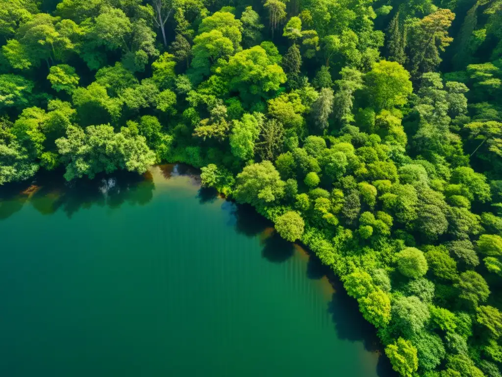 Bosque exuberante: luz y sombra en la naturaleza Un bosque exuberante y biodiverso capturado desde un satélite, con juegos de luz y sombra