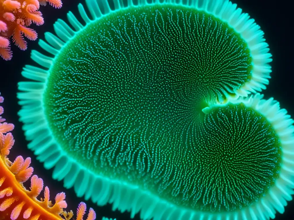 Microscópica belleza: Larvas de coral en movimiento Coral en ciclos de vida: Microscópica vista de larvas de coral en desarrollo, con vibrantes colores y texturas detalladas