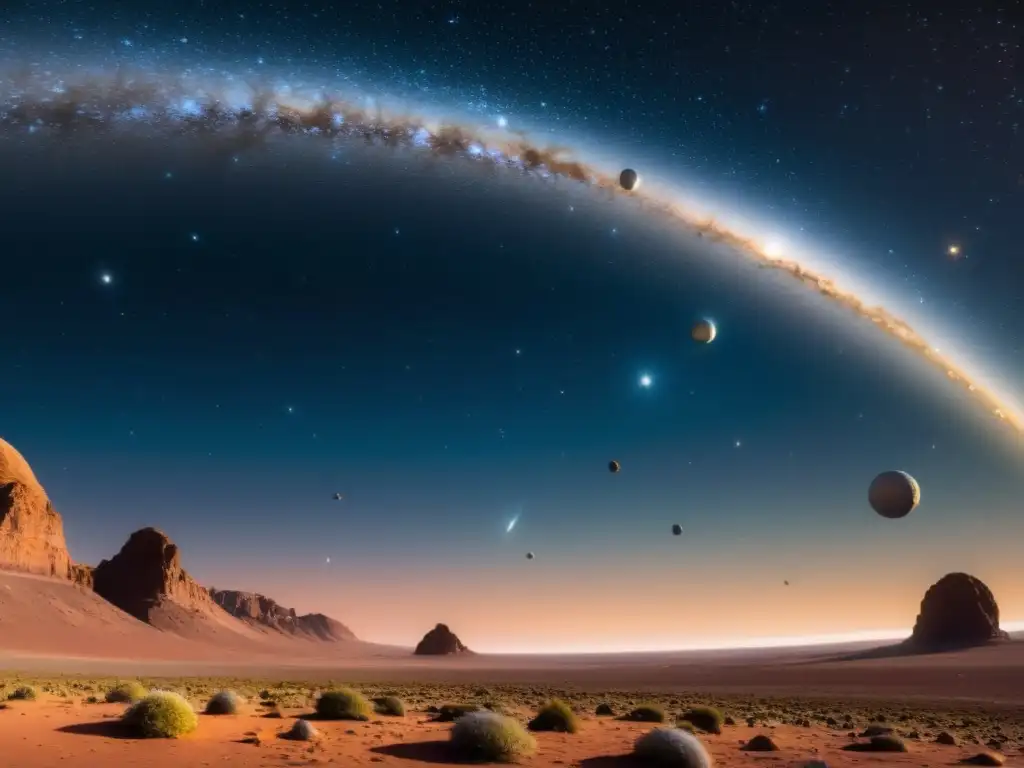 Maravilla celestial: cinturón de Kuiper en alta resolución Descubrimiento del Cinturón de Kuiper: Imagen detallada de objetos helados y planetas enanos contra estrellas lejanas, deslumbrante y misteriosa