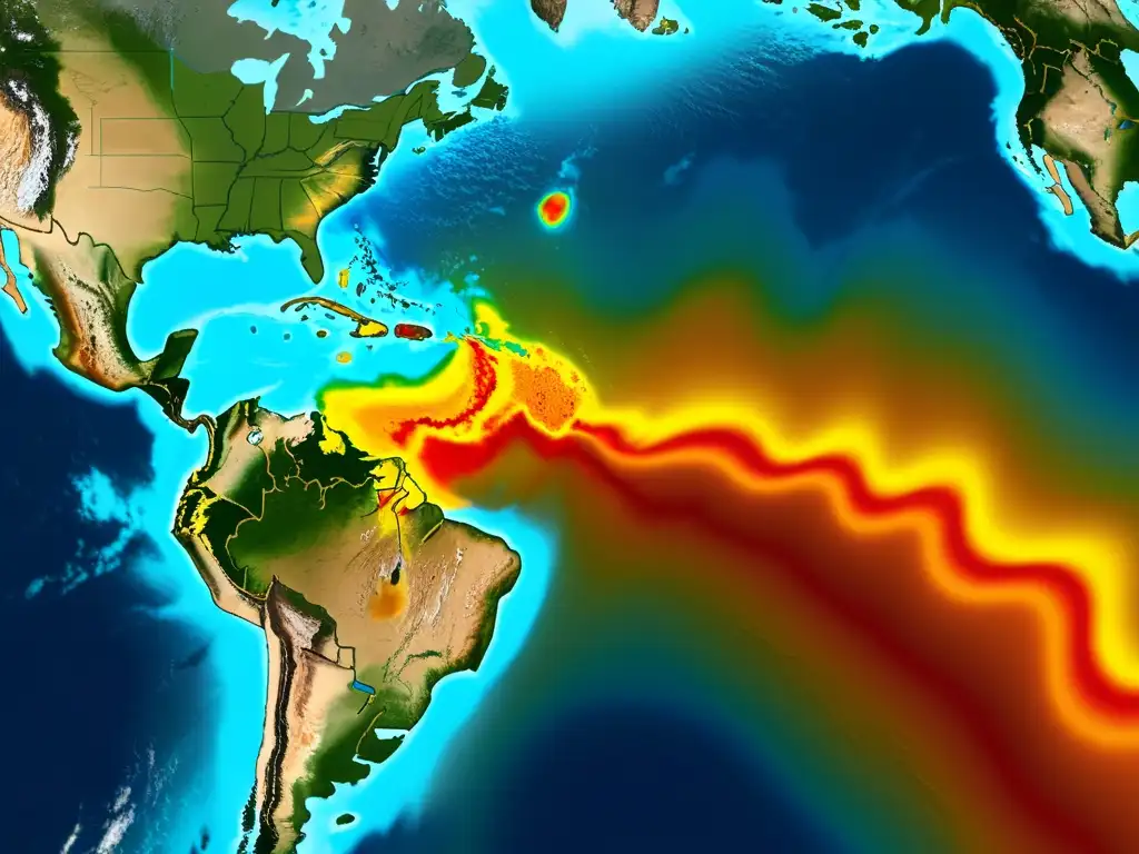 Detalle impresionante de una frontera de placas tectónicas, mostrando la intensa actividad geológica y el potencial sísmico