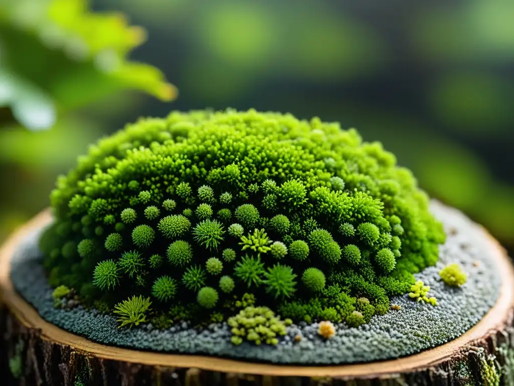 Detalle de microclima en un ecosistema único: red de musgos, líquenes y vida en el suelo del bosque