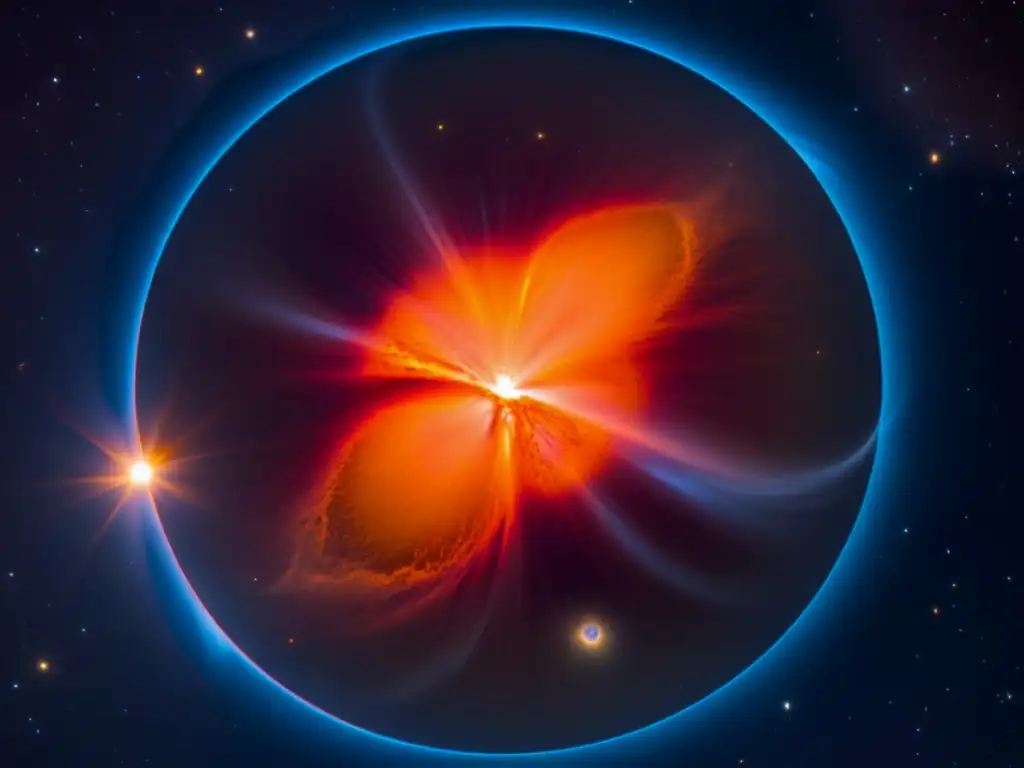 Detalle impactante de Betelgeuse: Supernova inminente Detalle de la superficie de la estrella Betelgeuse, posible supernova, con tonos rojos y naranjas intensos, y patrones de actividad solar