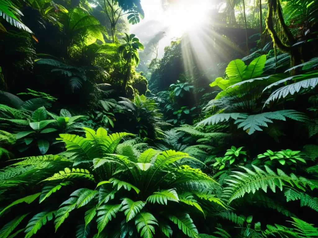 Selva exuberante: maravillas naturales por descubrir Un exuberante y denso bosque tropical con una gran diversidad de plantas y vida silvestre