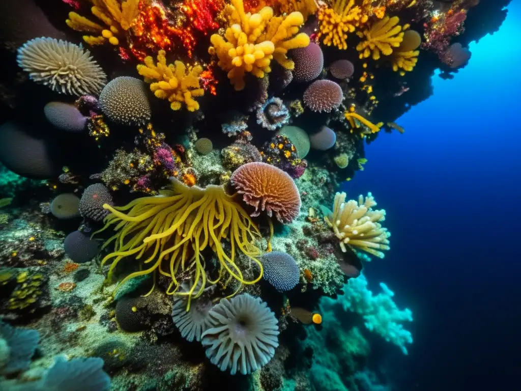 Ecosistema vibrante de la fosa abisal Biodiversidad en fosas marinas: Vida vibrante en un ecosistema de ventilación hidrotermal en lo profundo del mar