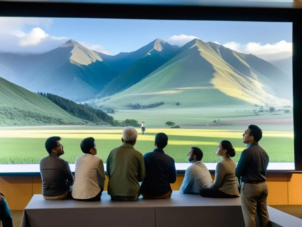 Un grupo escucha atentamente a un científico que proyecta mapas y diagramas sobre riesgos sísmicos