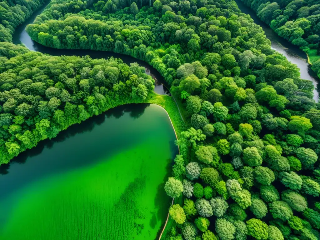 Bosque exuberante: belleza y vitalidad Imagen de satélite muestra exuberante bosque verde, resaltando la vitalidad de la vegetación