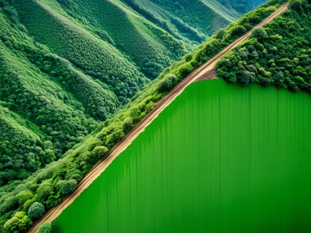 Deslizamiento de tierra en montaña verde Imagen impactante de un deslizamiento de tierra en una empinada montaña cubierta de vegetación exuberante