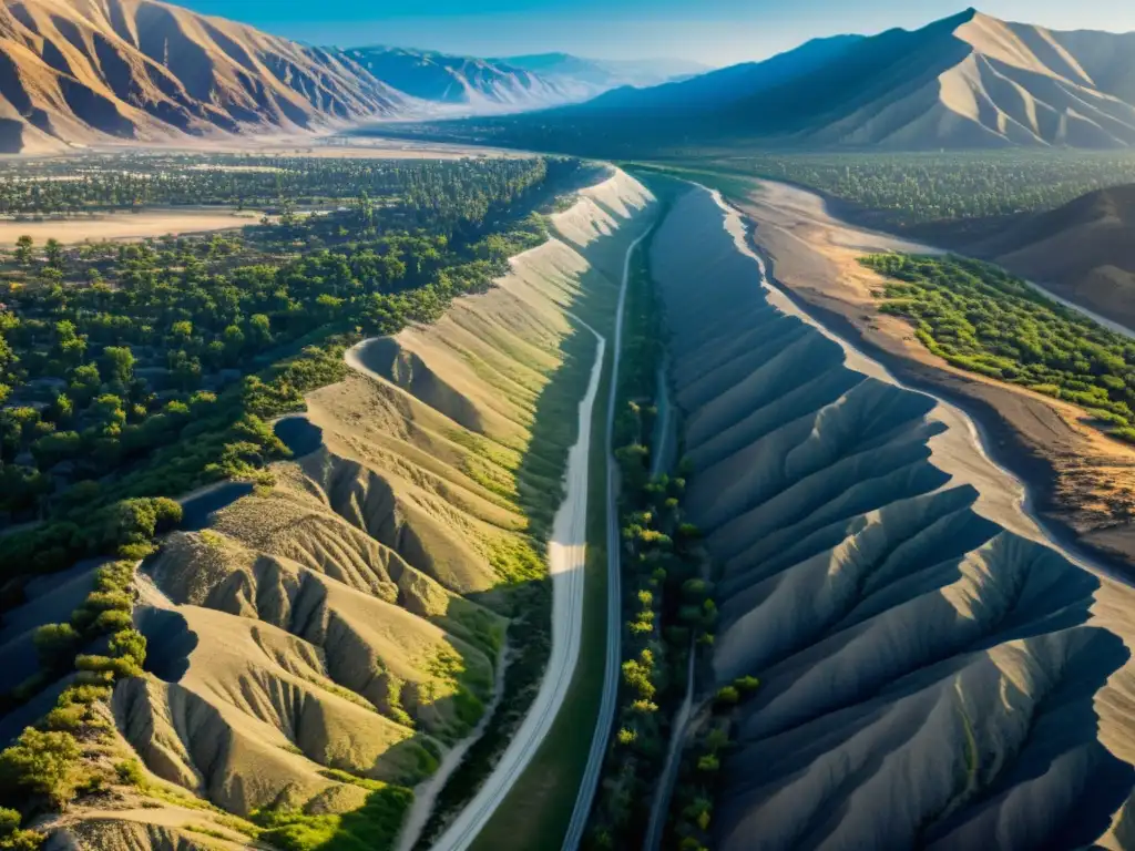 Imagen impactante de la impactante falla de San Andrés, con detalle de la línea de falla y la naturaleza circundante