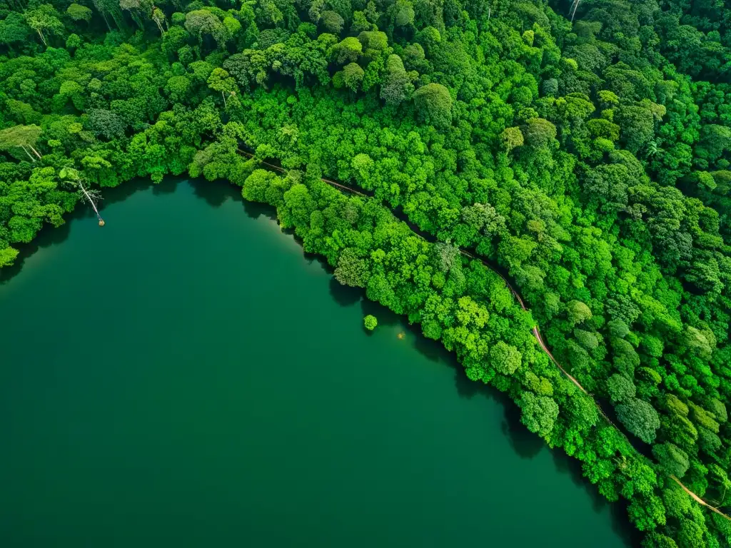 Esplendor verde: imagen satelital de la exuberante selva Imagen impactante de selva tropical exuberante capturada por satélites, resaltando la importancia de la detección de tala ilegal