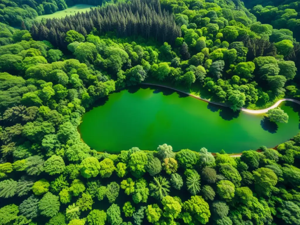 Esplendor verde: Bosque exuberante en alta resolución Imagen satelital de exuberante bosque verde, con detalles de árboles y follaje
