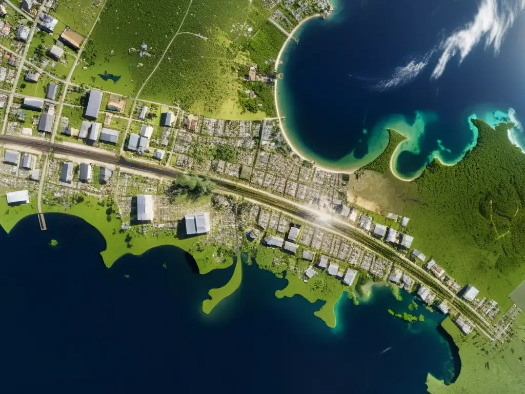 Imagen satelital de alta resolución mostrando los efectos de un desastre natural y la gestión de desastres naturales satélites