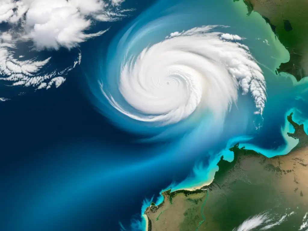 Imagen satelital de alta resolución mostrando patrones de nubes en constante movimiento, revelando la complejidad de los fenómenos atmosféricos