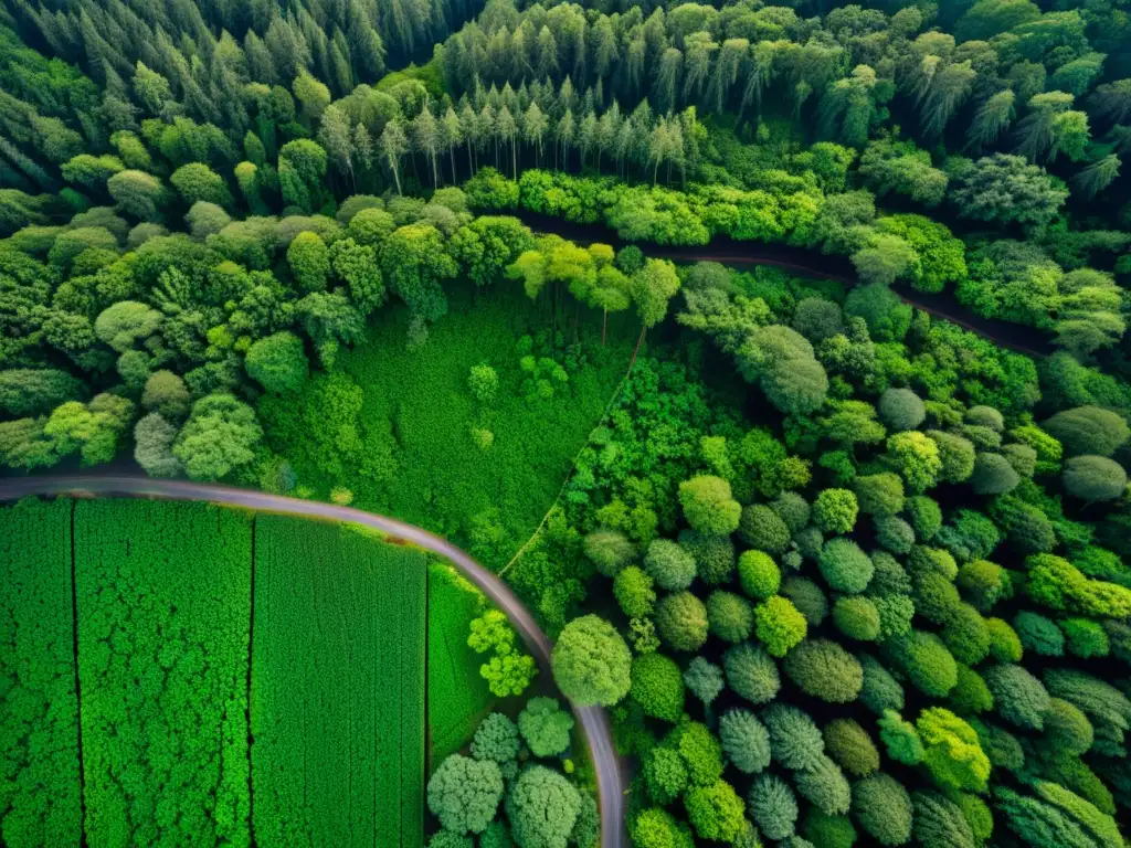 Bosque exuberante visto desde el espacio: biodiversidad en alta resolución Imagen de satélite de un exuberante bosque, resaltando su biodiversidad