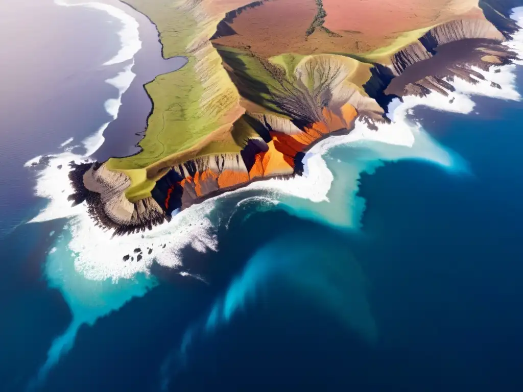 Colisión tectónica: impresionante frontera de placas Una impactante imagen aérea de alta resolución de un límite de placa tectónica, con colisiones dramáticas y formaciones geológicas visibles