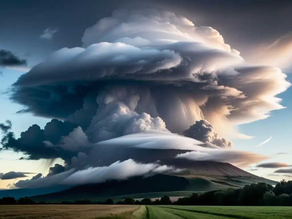 Imponente formación de nimbos Imponente formación de nubes nimbostratus, predecir tormentas nubes nimbostratus con detalle y tensión atmosférica