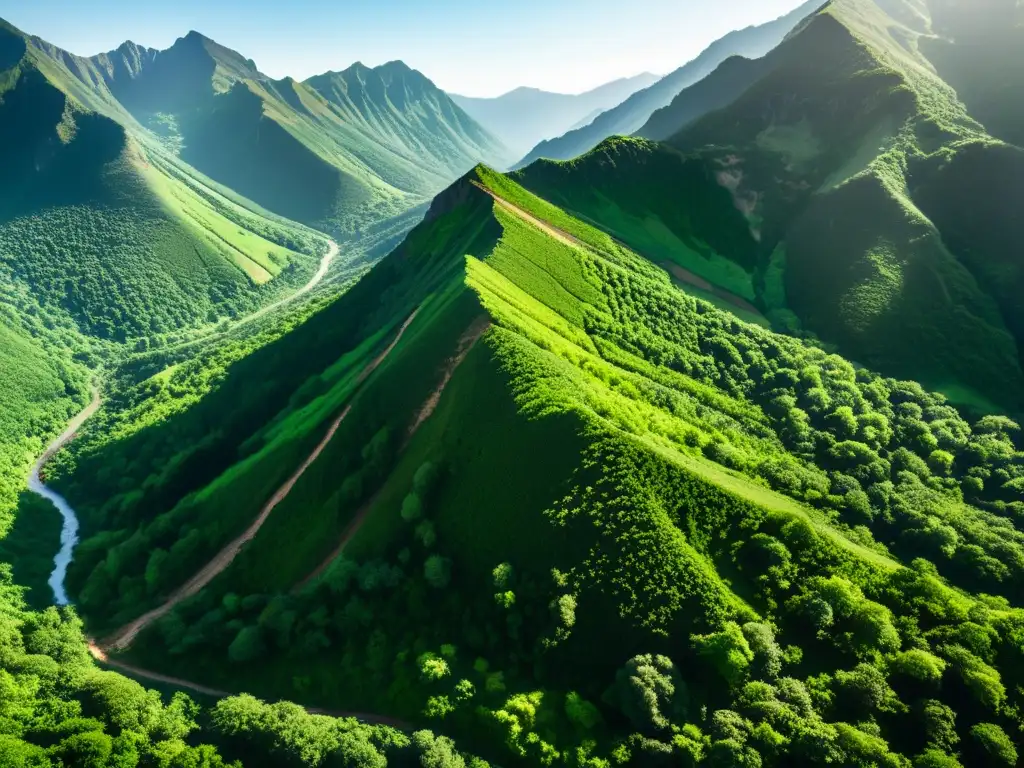 Espléndida imagen en 8k de montaña verde Imponente paisaje montañoso con vegetación exuberante y potencial para deslizamientos de tierra fenómenos naturales