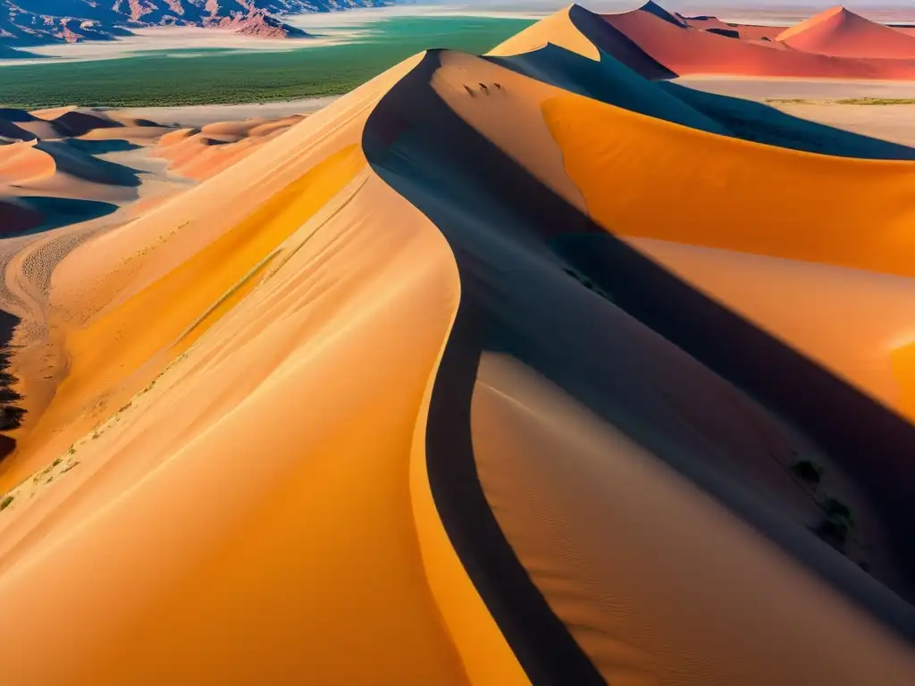 Espectaculares dunas multicolores: belleza desértica Impresionante vista aérea de los vibrantes y multicolores fenómenos geológicos en desiertos