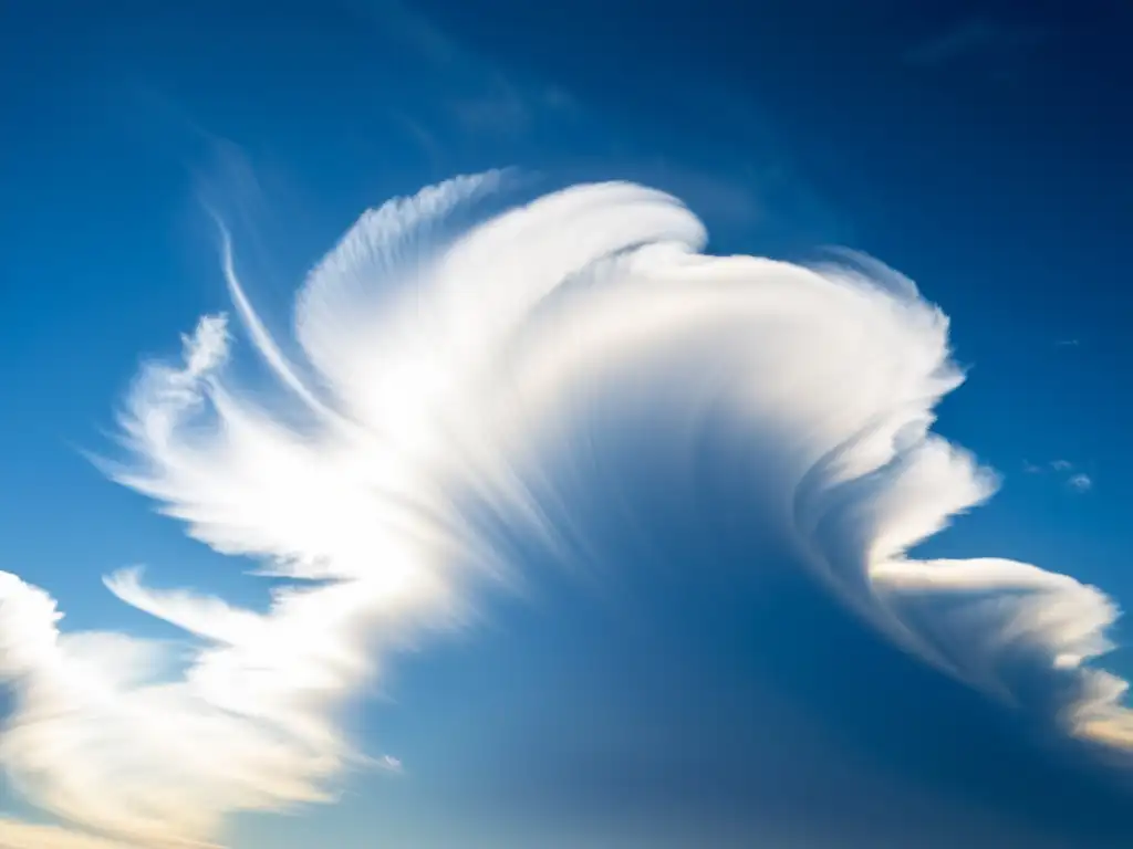 Cirros en el cielo: maravilla etérea Nubes cirros patrones climáticos: Fotografía de nubes cirros en un cielo azul, con patrones delicados y juegos de luz y sombra