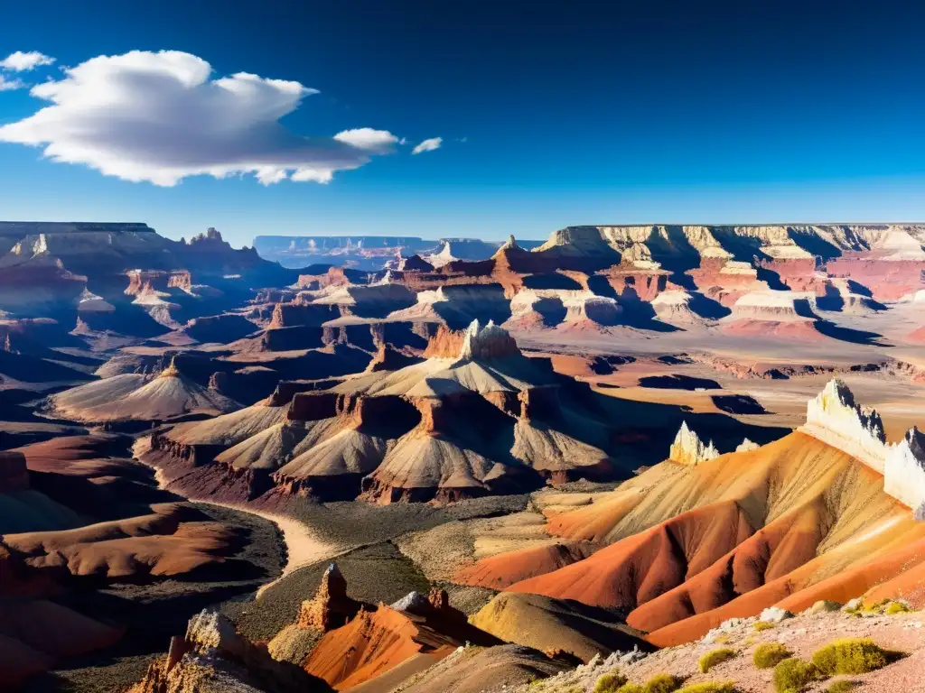 Formaciones rocosas vibrantes en paisaje misterioso Un paisaje asombroso de formaciones rocosas multicolores, bajo un cielo azul intenso