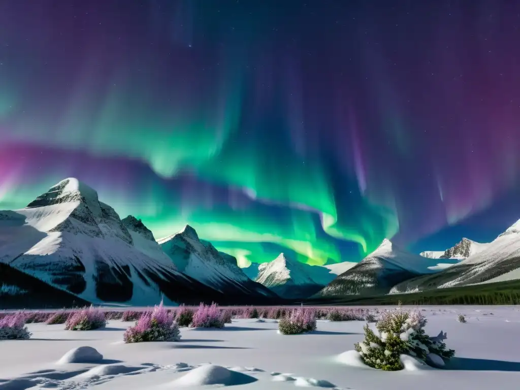 Aurora boreal en 8k: Danza de colores en el cielo nocturno Percepción visual de las auroras boreales en la noche estrellada, con colores vibrantes y un espectáculo fascinante