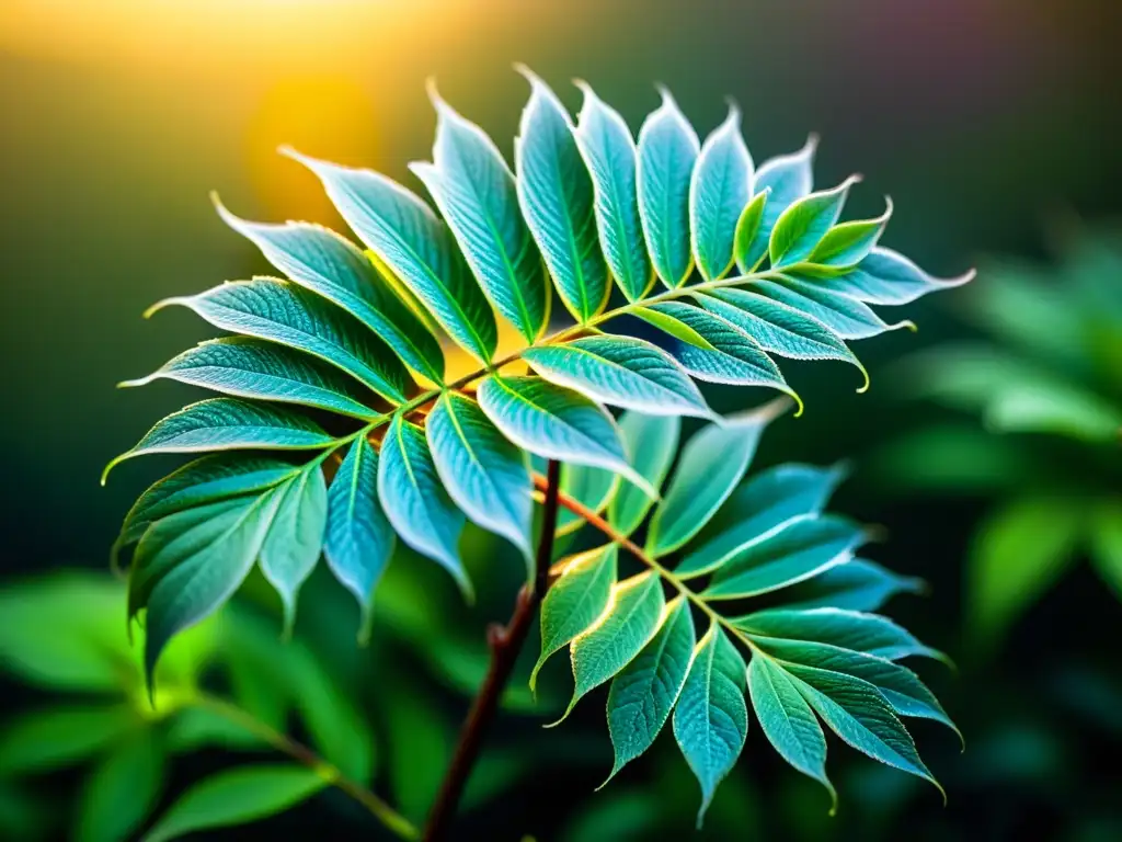 Planta mística con hojas metálicas y atmósfera etérea Una planta rara con poderes ocultos, rodeada de una atmósfera mística y delicados brillos, deslumbra con su belleza única
