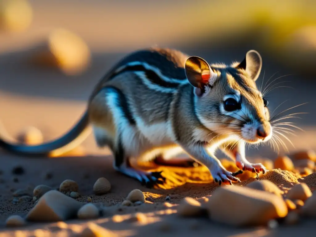 Rata canguro del desierto: adaptaciones para sobrevivir Kangaroo rat del desierto con estrategias animales calor extremo: estructura renal, pelaje reflectante y red de madrigueras