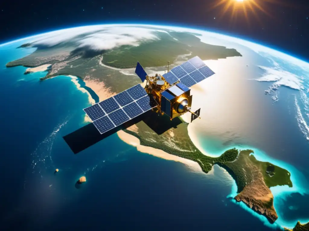 Satélite en órbita captura detallada gestión de desastres naturales satélites y vista impresionante de la Tierra