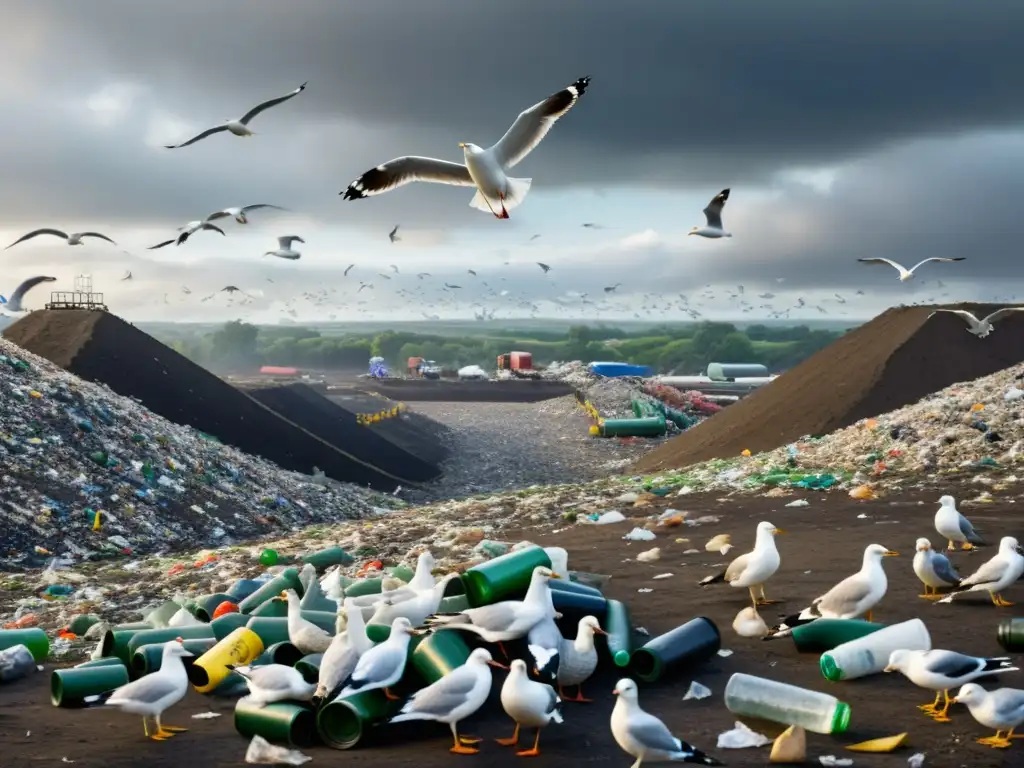 Devastador vertedero: impacto ambiental y desechos en alta resolución Un vertedero desolador muestra la impactante realidad de la gestión de residuos: mitos reciclaje