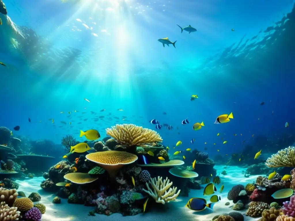 Arrecife de coral vivo: encuentro submarino fascinante 'Un vibrante arrecife de coral con peces y vida marina, muestra un ecosistema fascinante