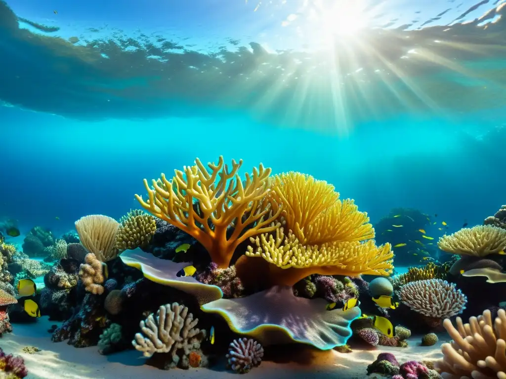 Arrecife de coral: belleza y vitalidad marina Un vibrante ecosistema de arrecifes de coral, con detalles intrincados y vida marina diversa