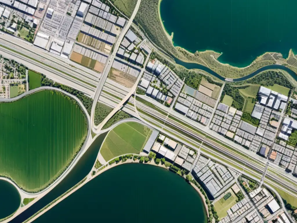 Foto aérea detallada de riesgos sísmicos urbanos Vista aérea detallada de la ciudad y sus riesgos sísmicos