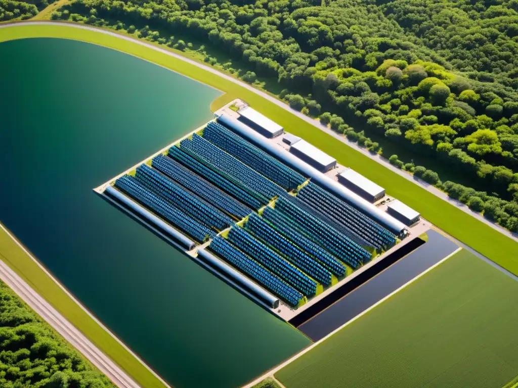 Vista detallada de instalación de supercomputadoras rodeada de naturaleza exuberante
