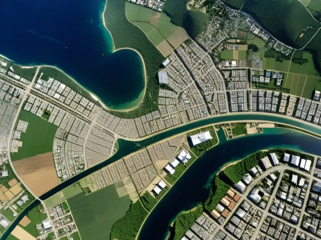 Vista satelital de desastre natural con gestión de desastres naturales satélites