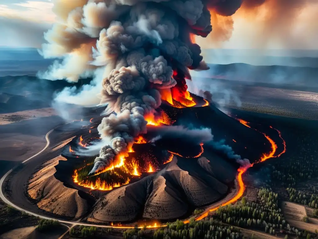 Tormenta de fuego: espectáculo devastador Vórtice de fuego con tornados de fuego fenómeno natural, desatando un espectáculo aterrador de fuego y humo